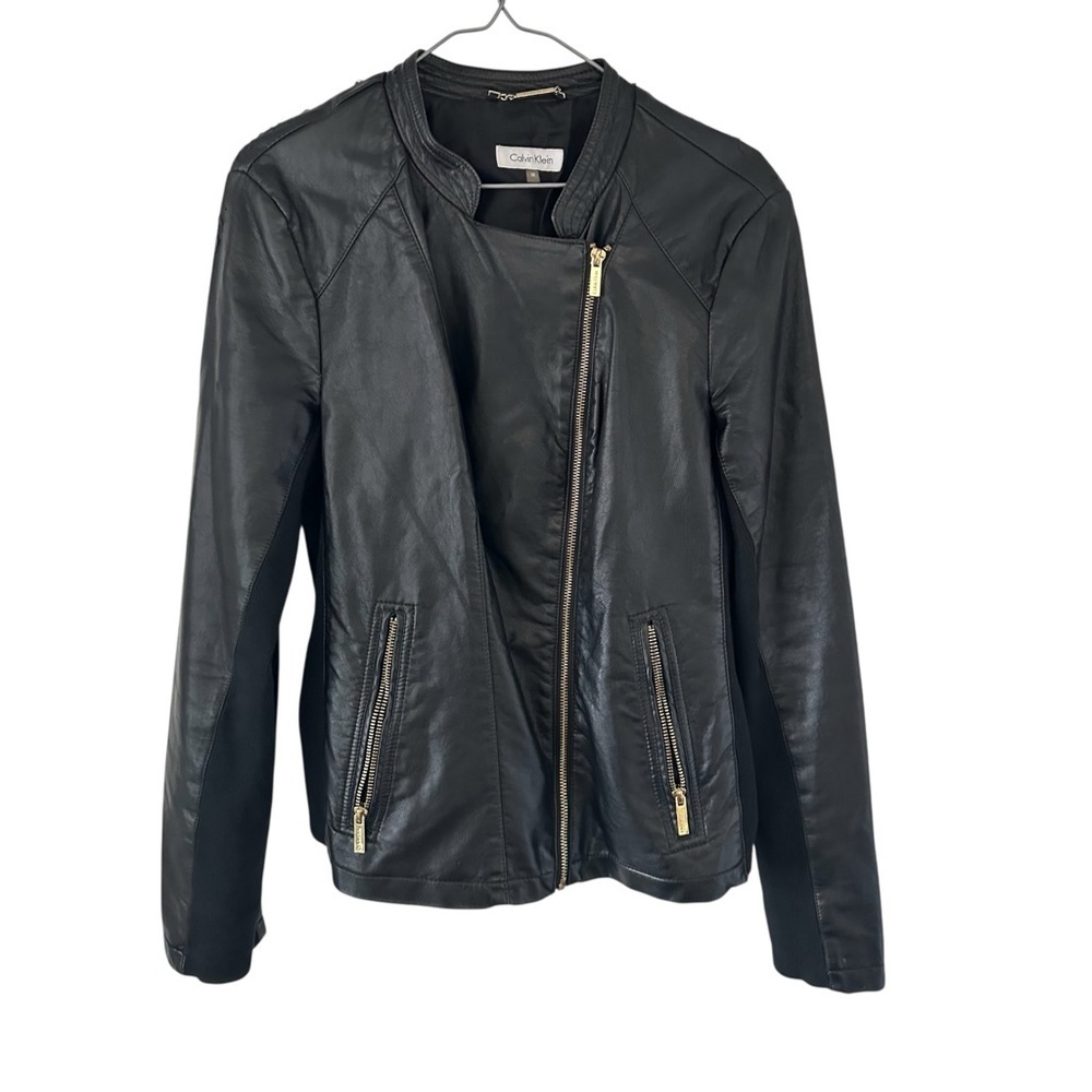 Calvin Klein Women's Leather Jacket in Black Zize M - Picture 4 of 6